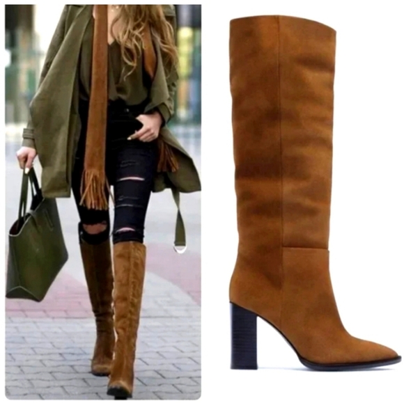 ZARA NWT SUEDE BOOTS - Picture 1 of 2
